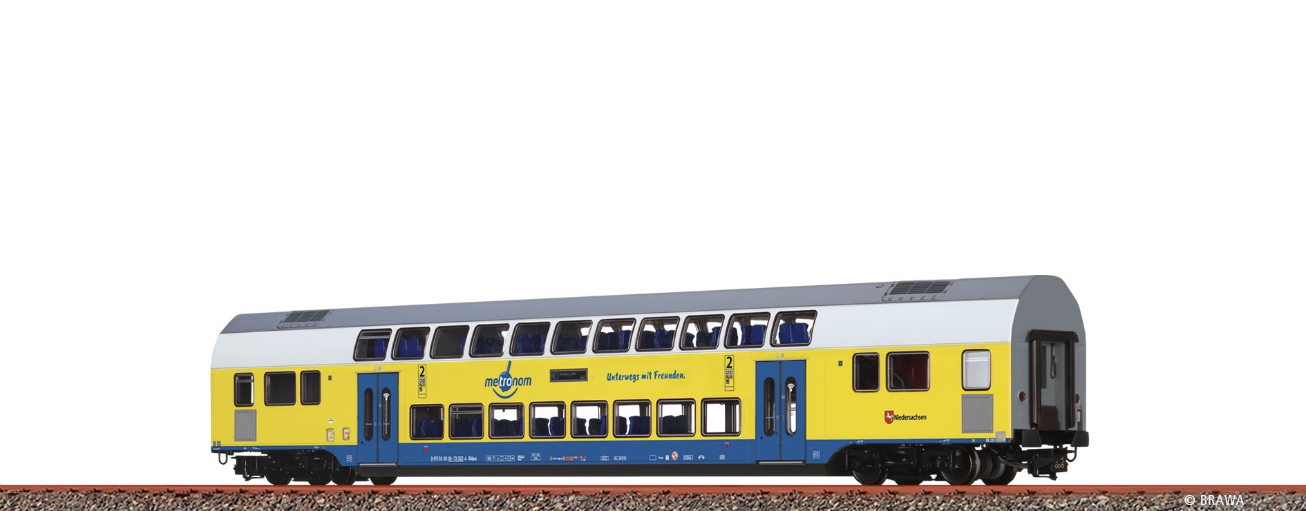 H0 Doppelstock-Mittelwagen 2. Kl. Metronom (RE 3 Hamburg Hbf) $50 80 96-73 502-4