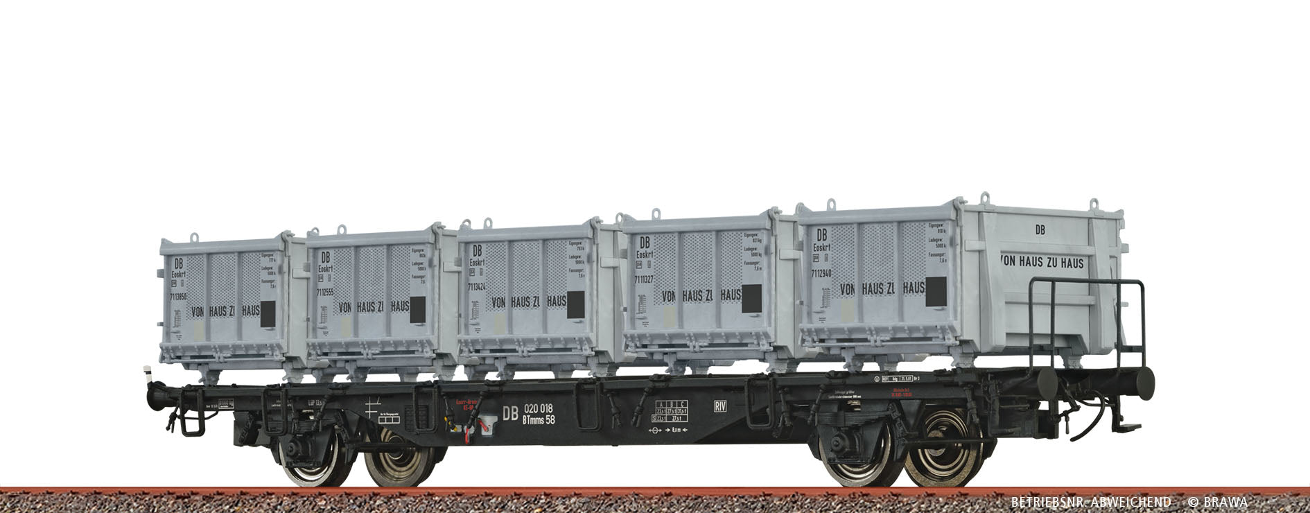 H0 Behältertragwagen Lbs589 DB, mit Eoskrt022 "Von Haus zu Haus" $21 80 411 3 837-9