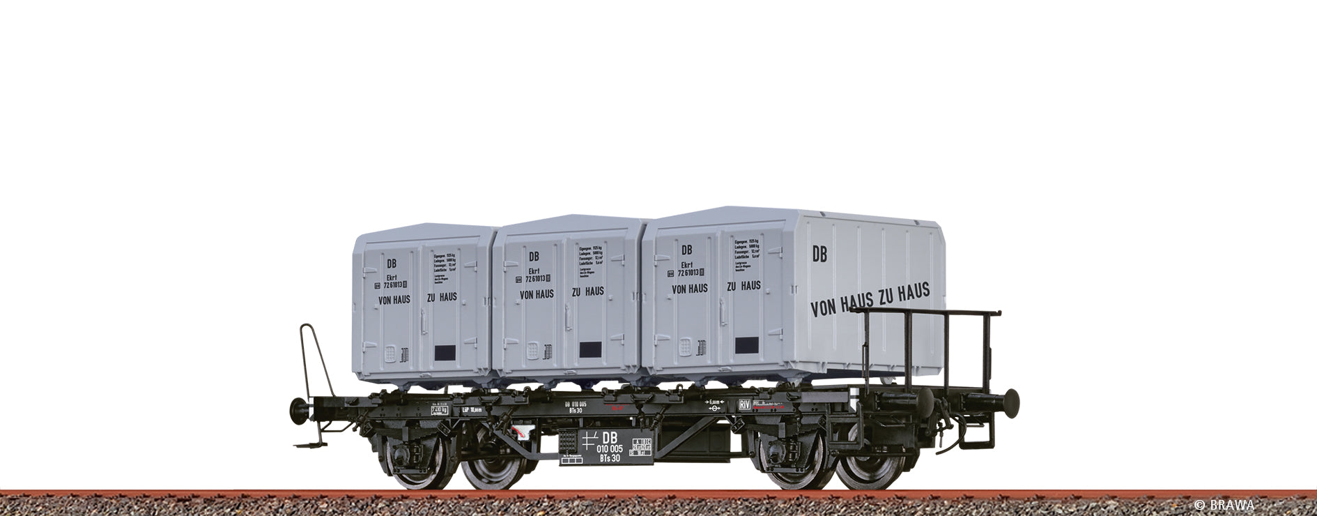 H0 Behältertragwagen BTs 30 DB, mit Ekrt212 "Von Haus zu Haus" $010 005