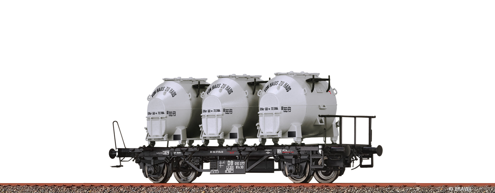H0 Behältertragwagen BTs 30 DB, mit Efkr401 "Von Haus zu Haus" $010 377