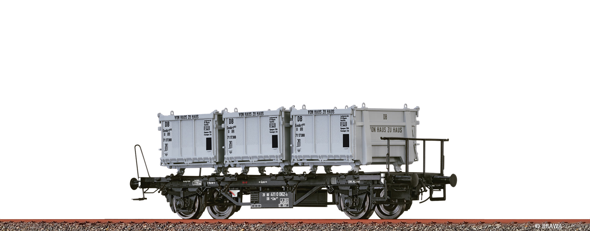 H0 Behältertragwagen Lbs577 DB, mit Eoskrt022 "Von Haus zu Haus" $20 80 411 0 062-8