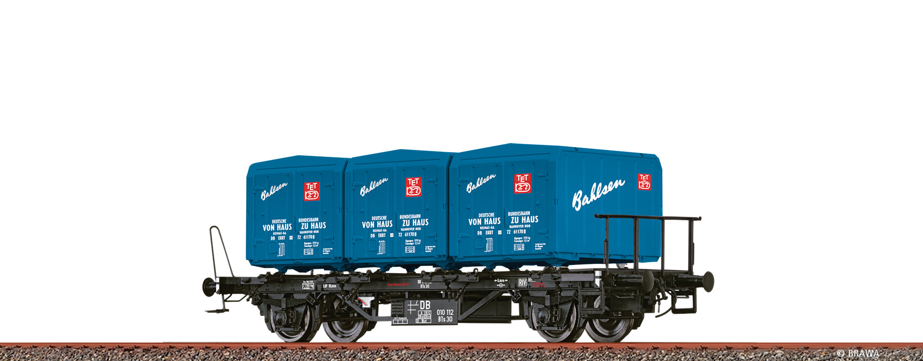 H0 Behältertragwagen BTs 30 DB, mit Ekrt212 "Bahlsen" $010 112
