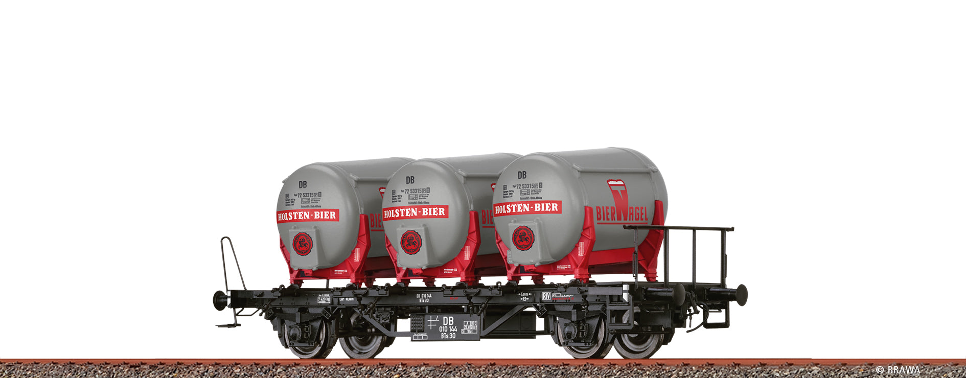 H0 Behältertragwagen BTs 30 DB, mit Ddikr621 "Holsten-Bier" $010 144