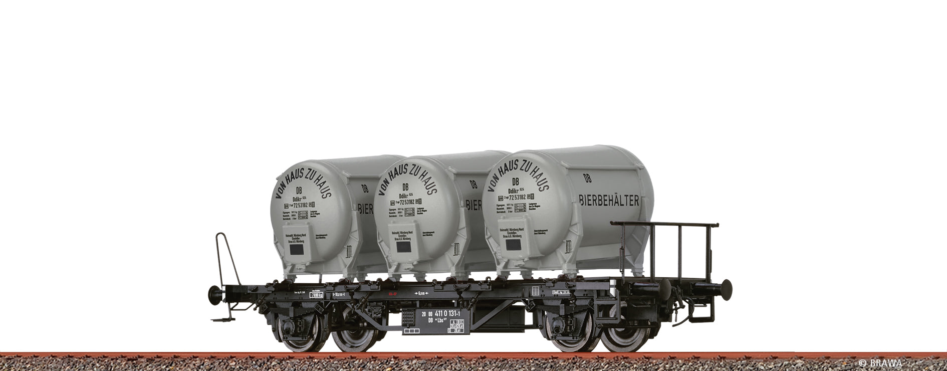H0 Behältertragwagen Lbs577 DB, mit Ddikr621 "Von Haus zu Haus" $20 80 411 0 131-1
