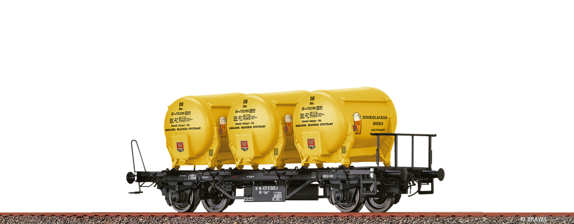 H0 Behältertragwagen Lbs577 DB, mit Ddikr621 "Dinkelacker" $20 80 411 0 045 -3