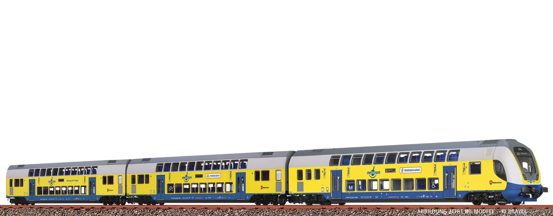 N Doppelstock-Wagenset Metronom, 3er-Set (RE 3 Hamburg Hbf) $50 80 86-73 501-8 / 50 80 96-73 507-3 / 50 80 96-73 505-7