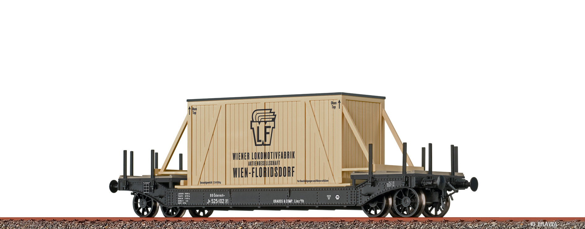 H0 Tiefladewagen Ja "Wiener Lokomotivfabrik" BBÖ $525 102 [P]