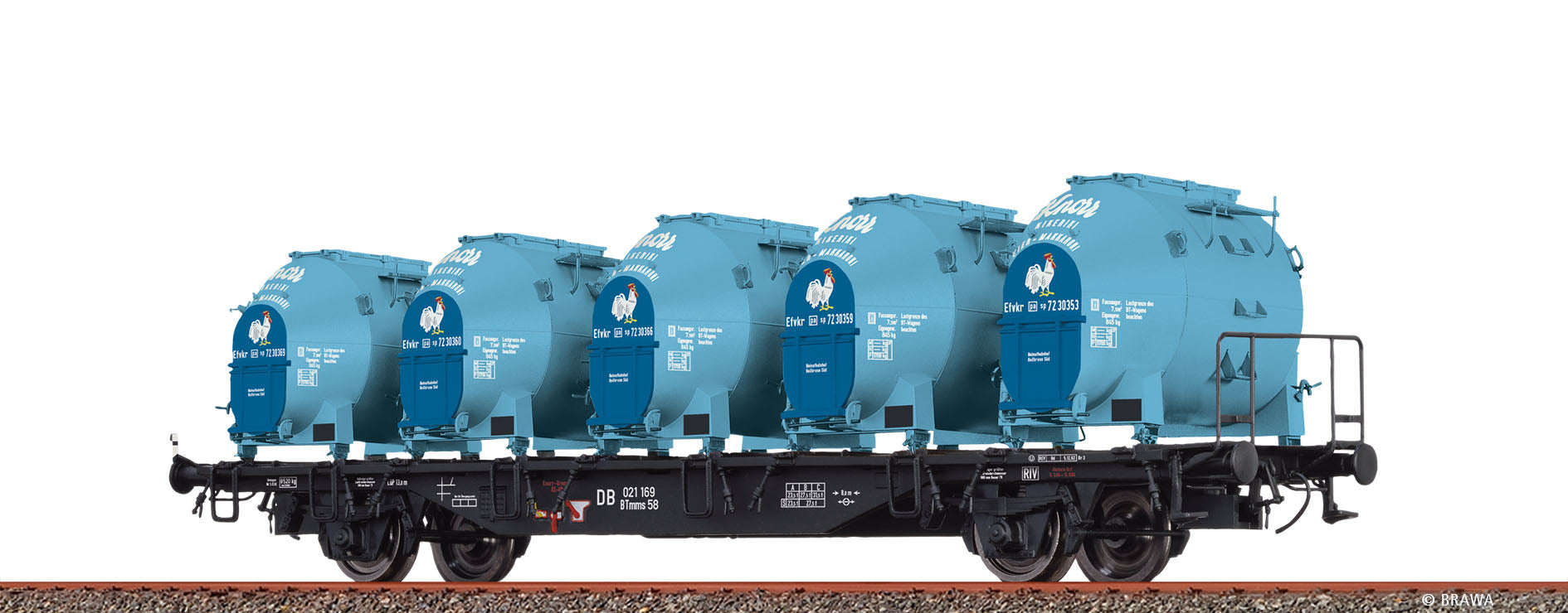 H0 Behältertragwagen BTmms58 DB, mit Efkr 401 "Knorr" $021 169